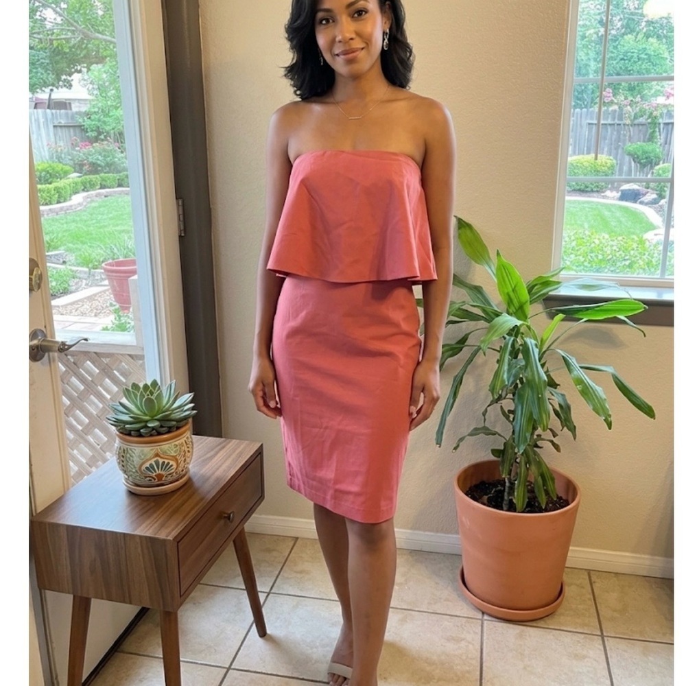 Socialite Strapless Coral-Pink Peplum Sheath Dress size M